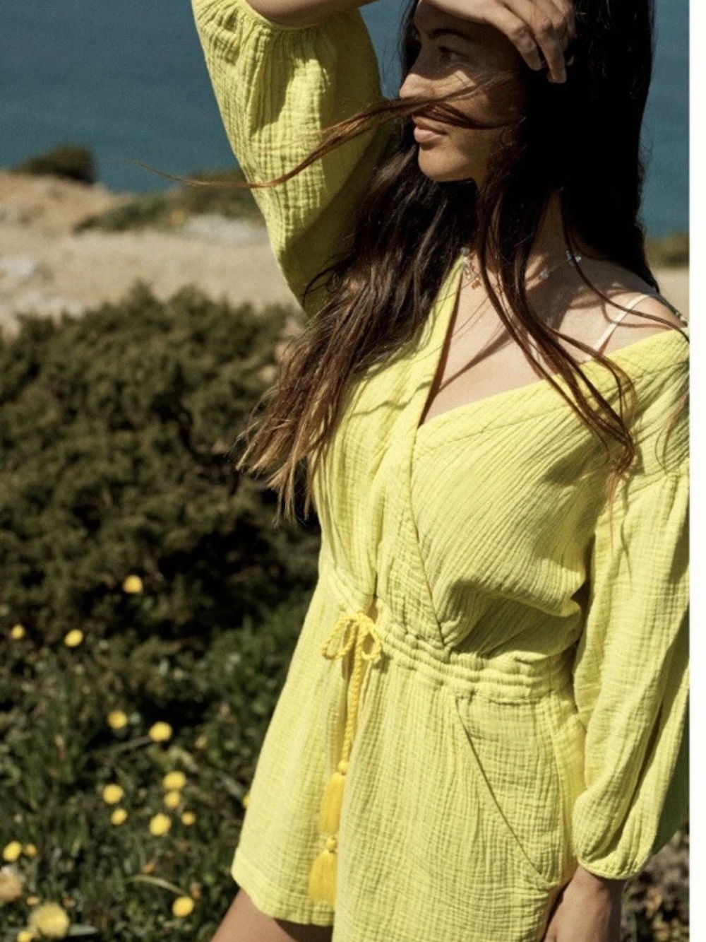 Anthropologie Maeve Celia Yellow Gauzy Romper - Picture 3 of 6